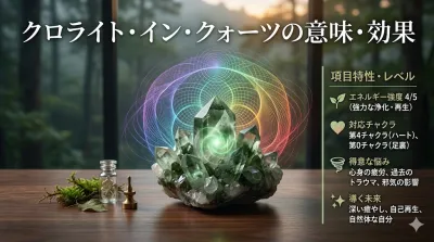 3秒でわかるクロライト・イン・クォーツの意味、効果｜パワーストーン辞典