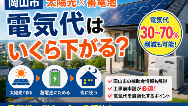 【2026年最新】岡山市で太陽光＋蓄電池を入れたら電気代はいくら下がる？