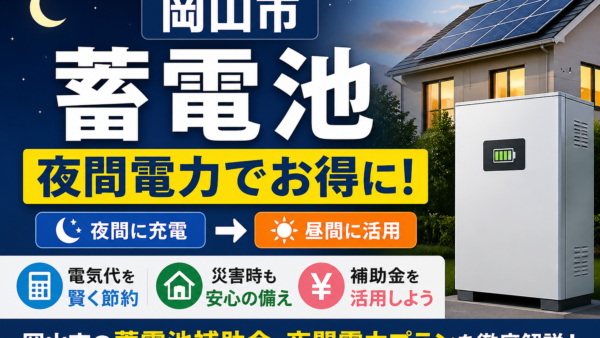 【2026年最新】岡山市の蓄電池補助金はいくら？夜間電力で得する人・損する人の分かれ目