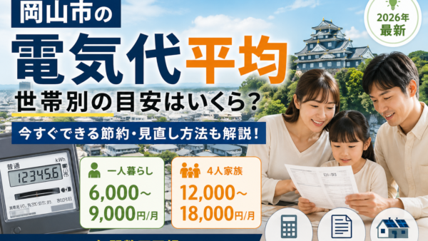 【2026年最新】岡山市の電気代平均はいくら？世帯別の目安と今すぐ下げる具体策