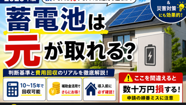 蓄電池は元が取れる？2026年版｜損する人と得する人の決定的な差