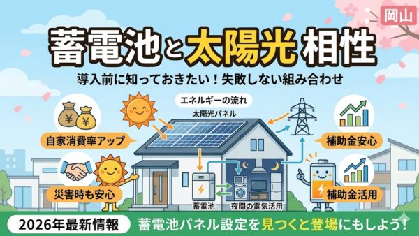 【2026年最新】蓄電池と太陽光の相性は？岡山市の補助金を最大活用する設置条件と注意点