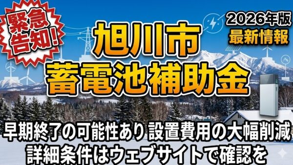 【2026年最新】北海道 旭川市の蓄電池補助金はいくら？対象条件・申請期間・注意点をわかりやすく解説