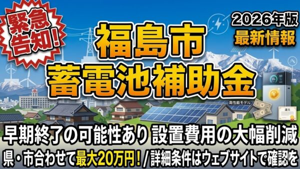 【2026年最新】福島県 福島市の蓄電池補助金はいくら？対象条件・申請期間・注意点をわかりやすく解説