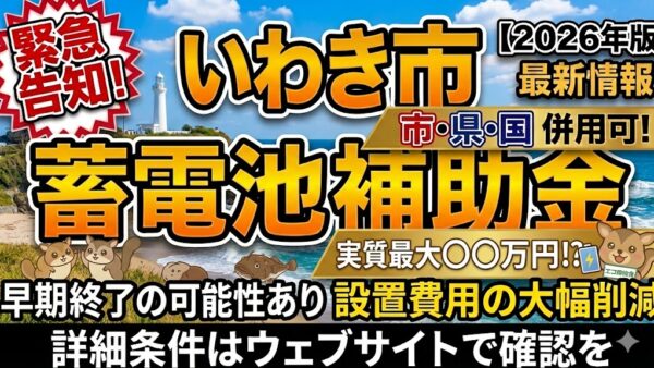 【2026年最新】福島県 いわき市の蓄電池補助金はいくら？対象条件・申請期間・注意点をわかりやすく解説