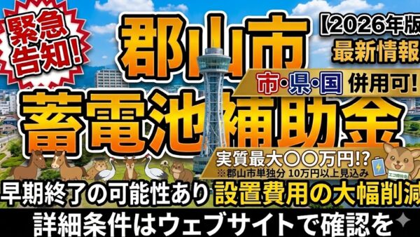 【2026年最新】福島県 郡山市の蓄電池補助金はいくら？対象条件・申請期間・注意点をわかりやすく解説