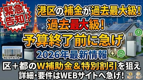 【2026年最新】東京都 港区の蓄電池補助金はいくら？対象条件・申請期間・注意点をわかりやすく解説