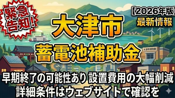 【2026年最新】滋賀県 大津市の蓄電池補助金はいくら？対象条件・申請期間・注意点をわかりやすく解説