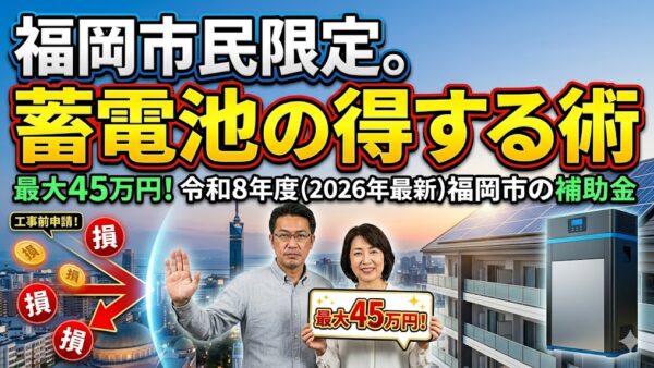 【2026年最新】福岡市の蓄電池補助金はいくら？対象条件・申請期間・注意点をわかりやすく解説