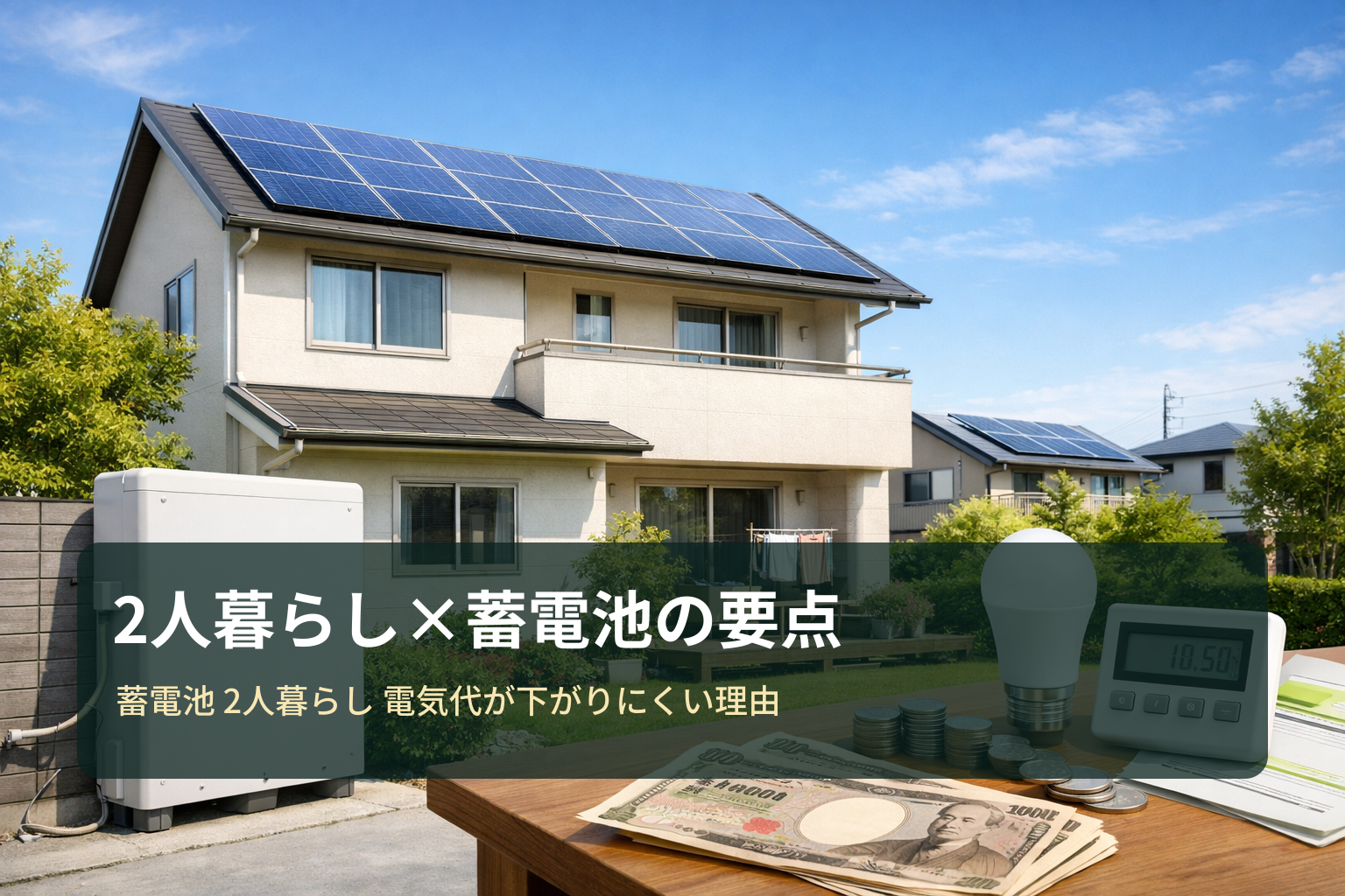 蓄電池は2人暮らしだと電気代が下がりにくい理由と失敗しない比較術｜タイナビ・東京ガスの使い分け