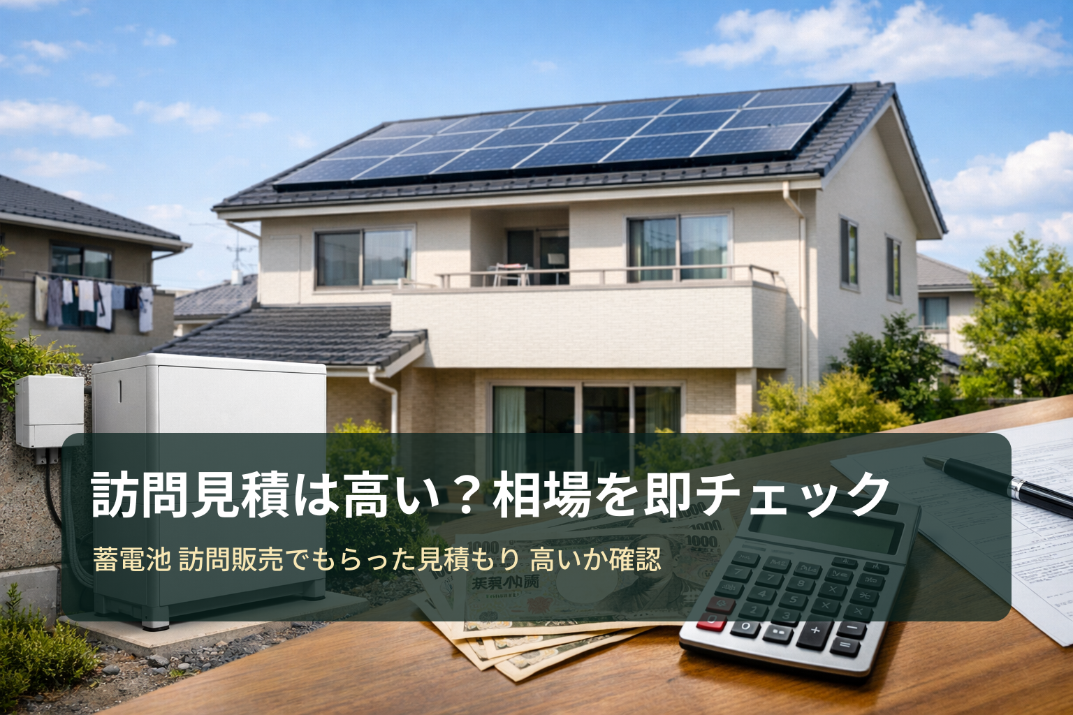 蓄電池の訪問販売でもらった見積もりは高い？相場確認と比較のやり方【結論：1社で決めずタイナビ＋東京ガスで検証】