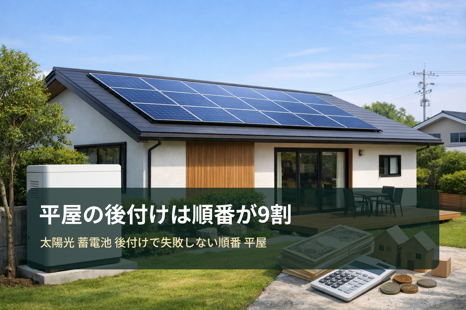 平屋で「太陽光＋蓄電池」を後付けする正解の順番｜失敗回避と見積もり比較のコツ