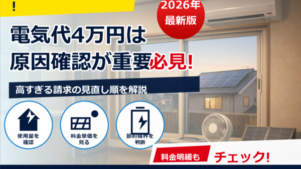 電気代が4万円はおかしい？高すぎると感じたら確認したい原因と今すぐできる対策