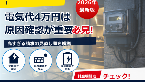 電気代が4万円はおかしい？高くなる原因と今すぐできる確認・節約・根本対策