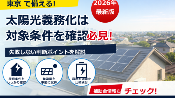 東京の太陽光パネル義務化は既存住宅は対象外？2025年制度の要点といま考えるべきこと