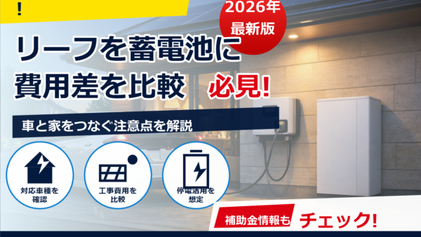 日産リーフは家庭用蓄電池の代わりになる？費用とV2Hの比較・向いている人を解説