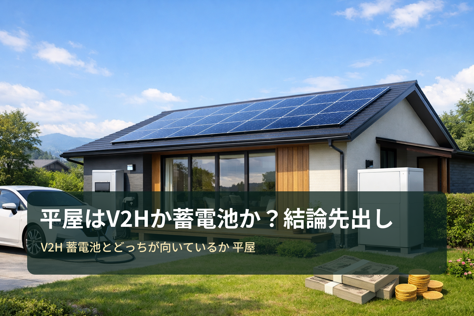 平屋はV2Hと蓄電池どっちが向いている？結論と費用・補助金のチェックポイント【比較と見積りガイド】