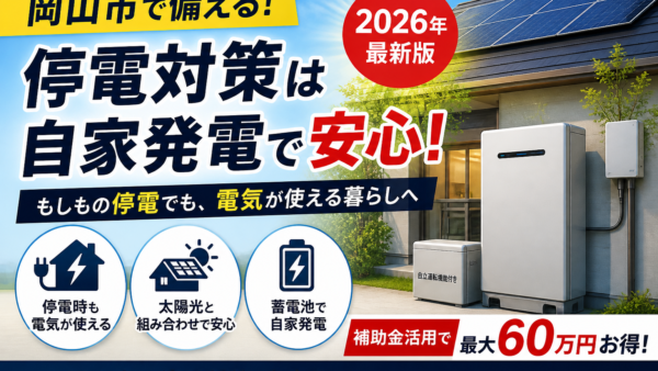 【2026年最新】岡山市 停電 対策 自家発電｜最大60万円補助＋失敗しない導入方法